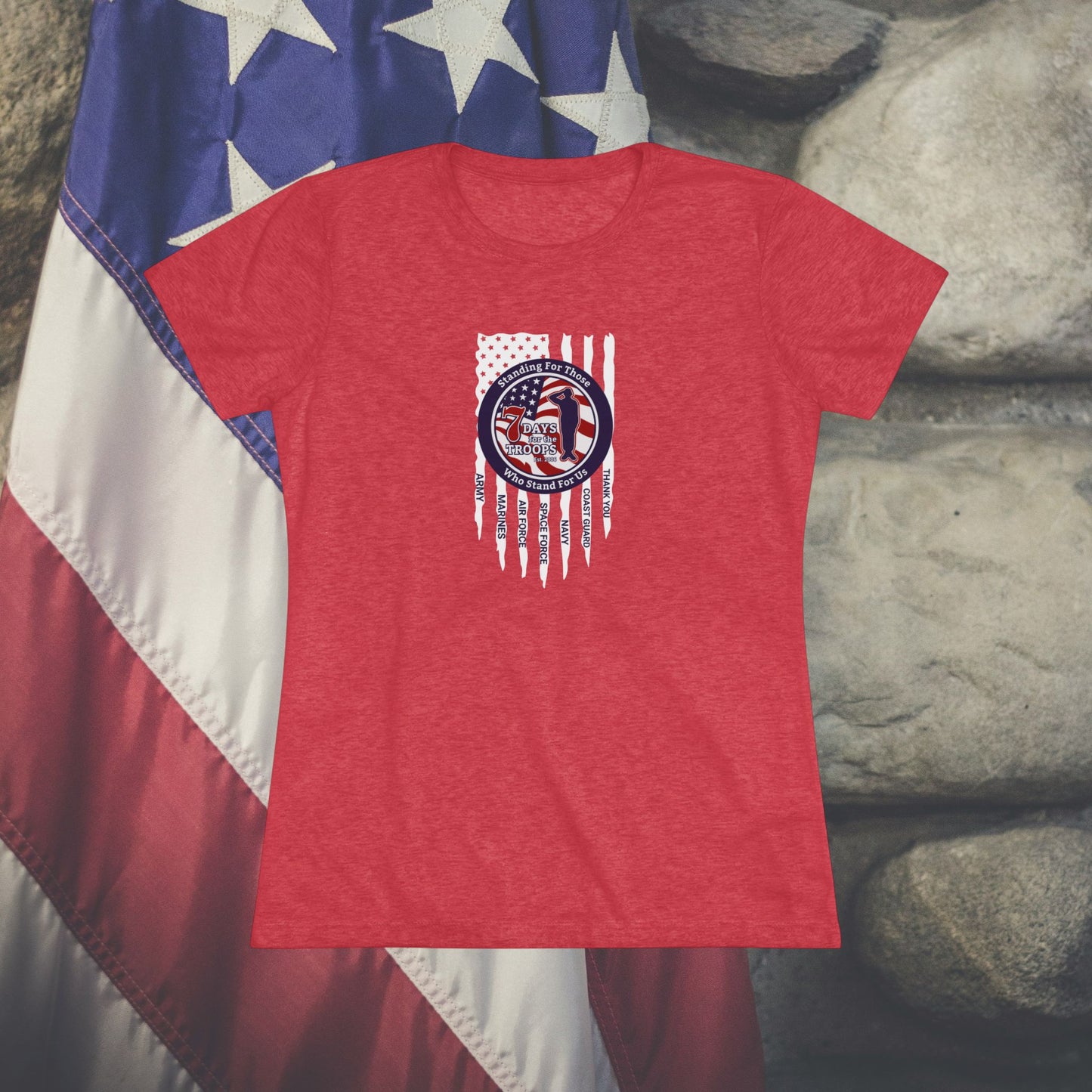 Women's Tee - Supports 7 Days For The Troops