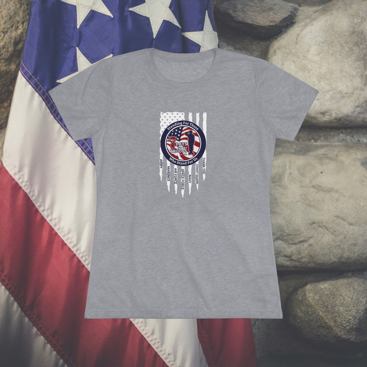 Women's Tee - Supports 7 Days For The Troops