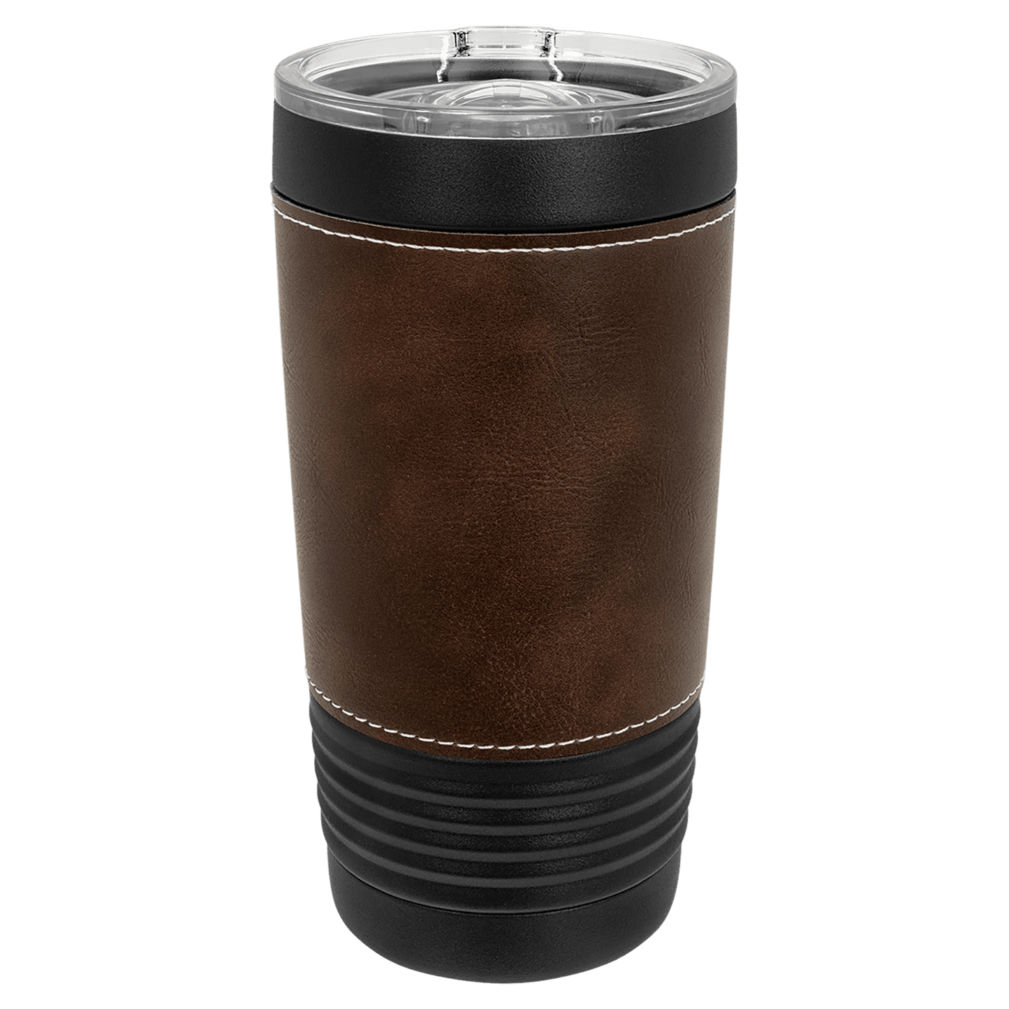 Custom Polar Camel 20 oz. Black with Rustic Leatherette Tumbler with Slider Lid