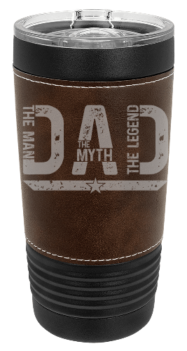 Custom Polar Camel 20 oz. Black with Rustic Leatherette Tumbler with Slider Lid