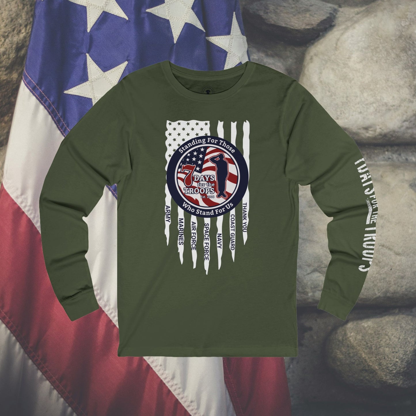 Long Sleeve Tee - Supports 7 Days For The Troops