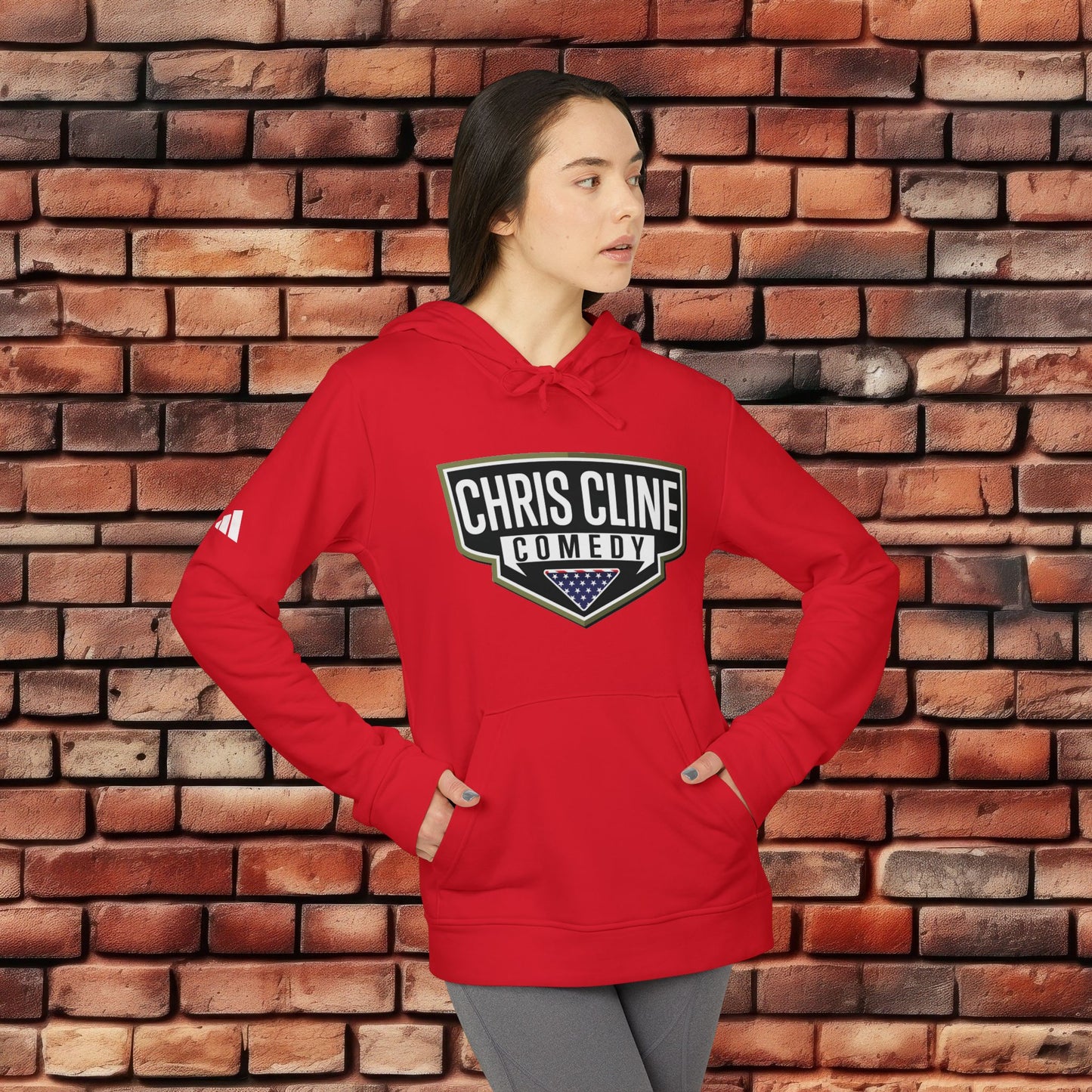 adidas Unisex Fleece Hoodie- Chris Cline Comedy