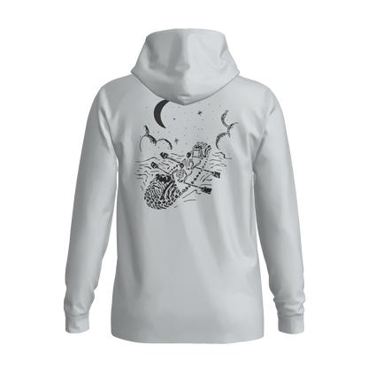 Courser Racing White Skulls Hooded Performance Long Sleeve