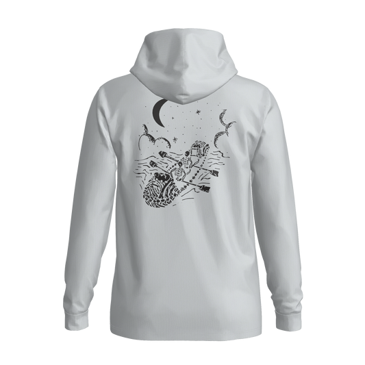 Courser Racing White Skulls Hooded Performance Long Sleeve