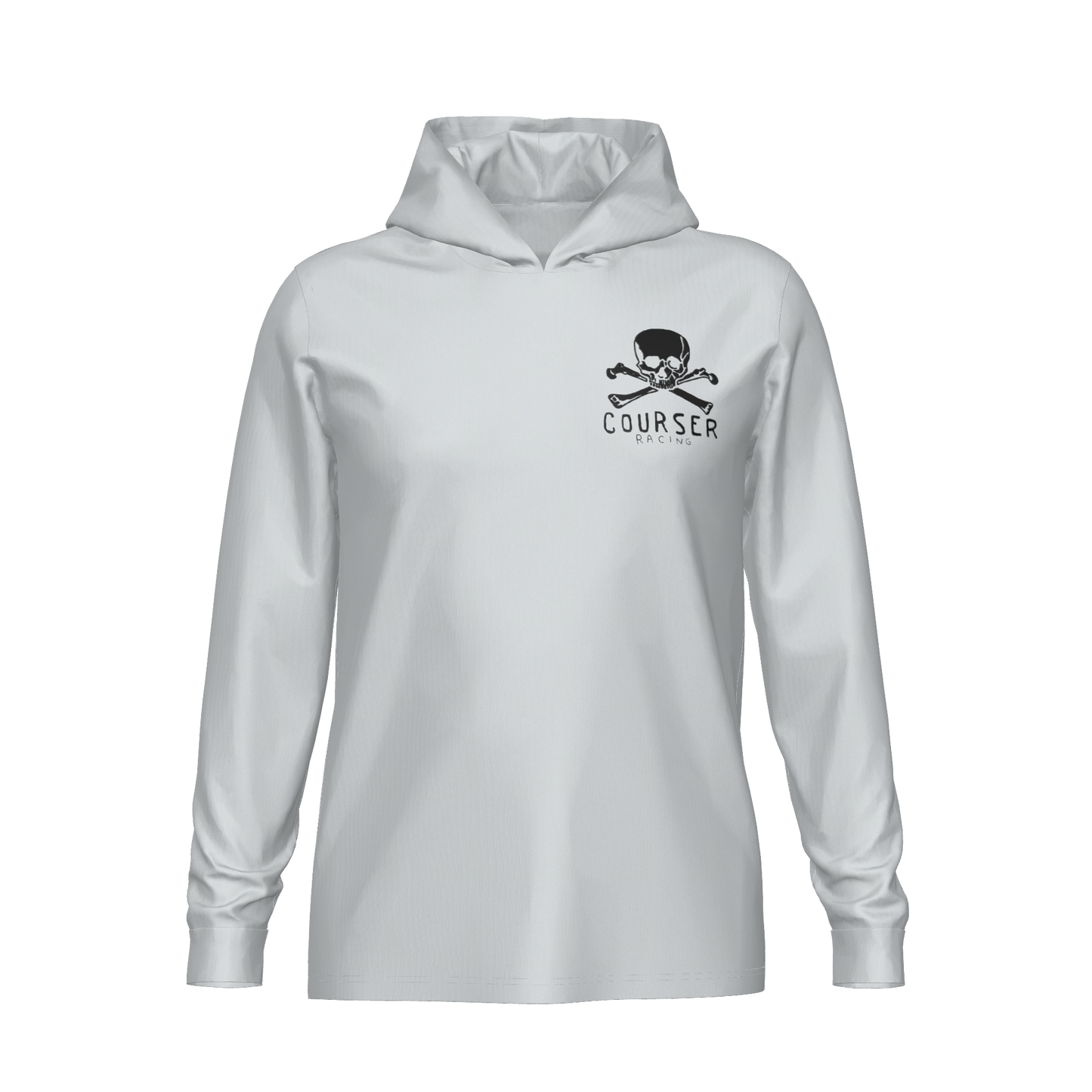 Courser Racing White Skulls Hooded Performance Long Sleeve