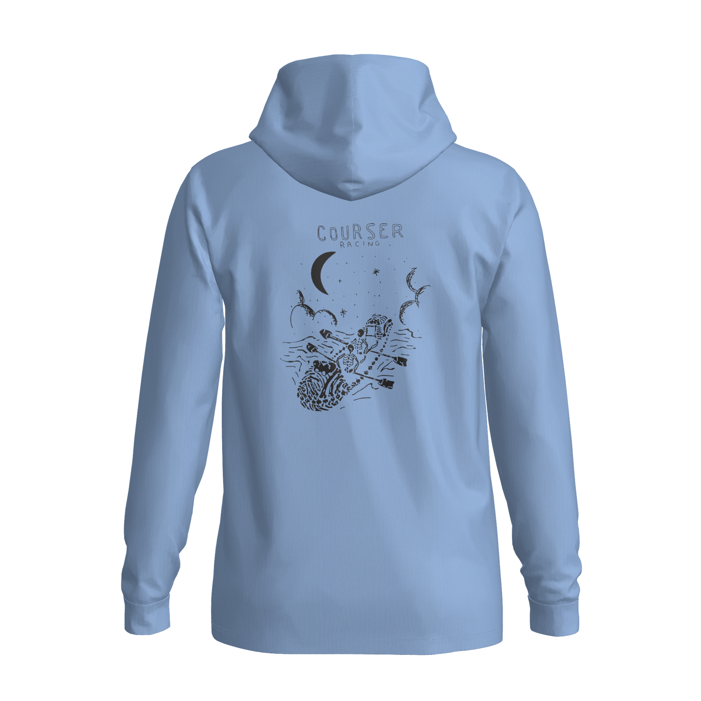 Courser Racing White Skulls Hooded Performance Long Sleeve