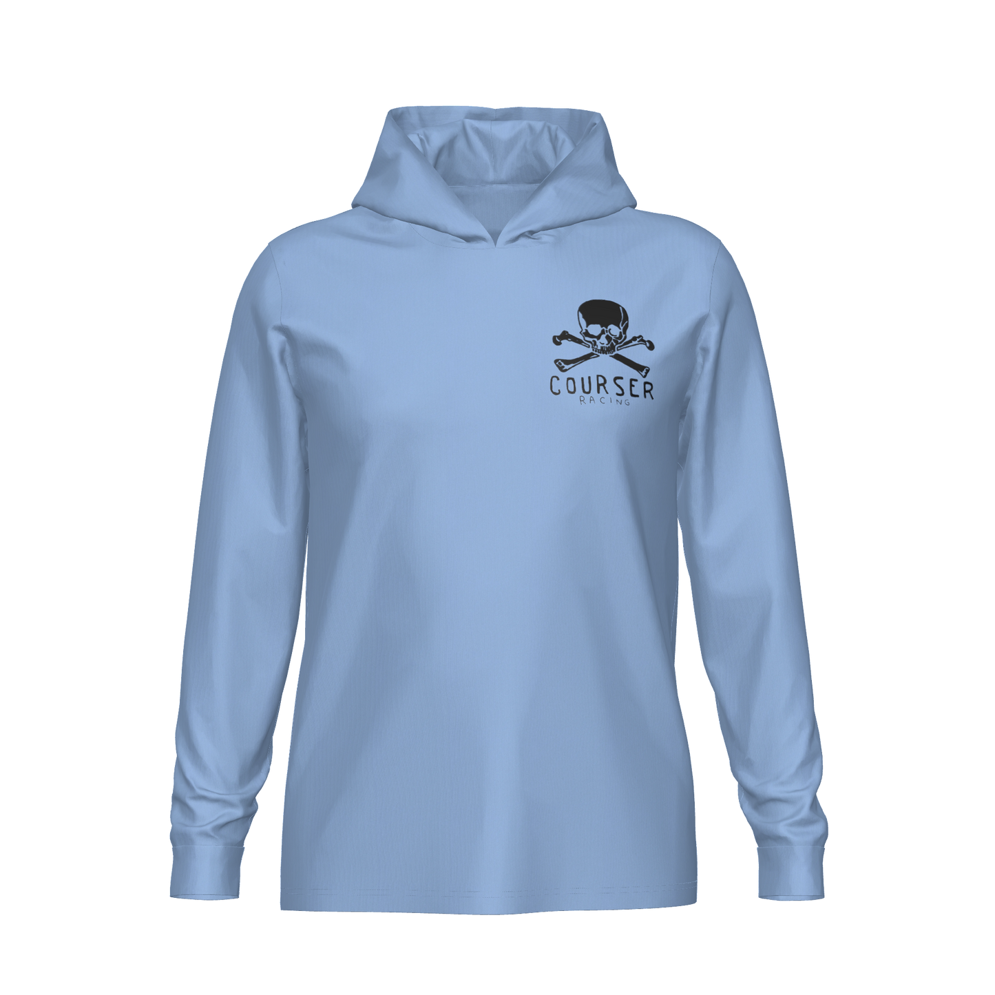 Courser Racing White Skulls Hooded Performance Long Sleeve
