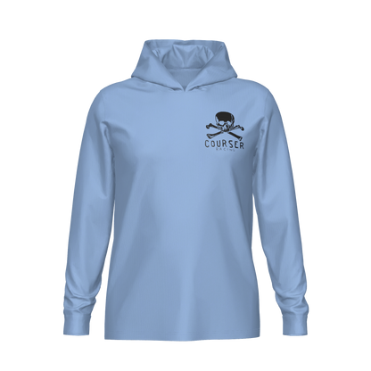 Courser Racing White Skulls Hooded Performance Long Sleeve