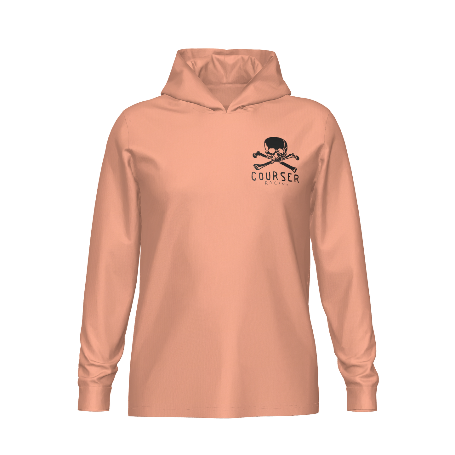 Courser Racing White Skulls Hooded Performance Long Sleeve