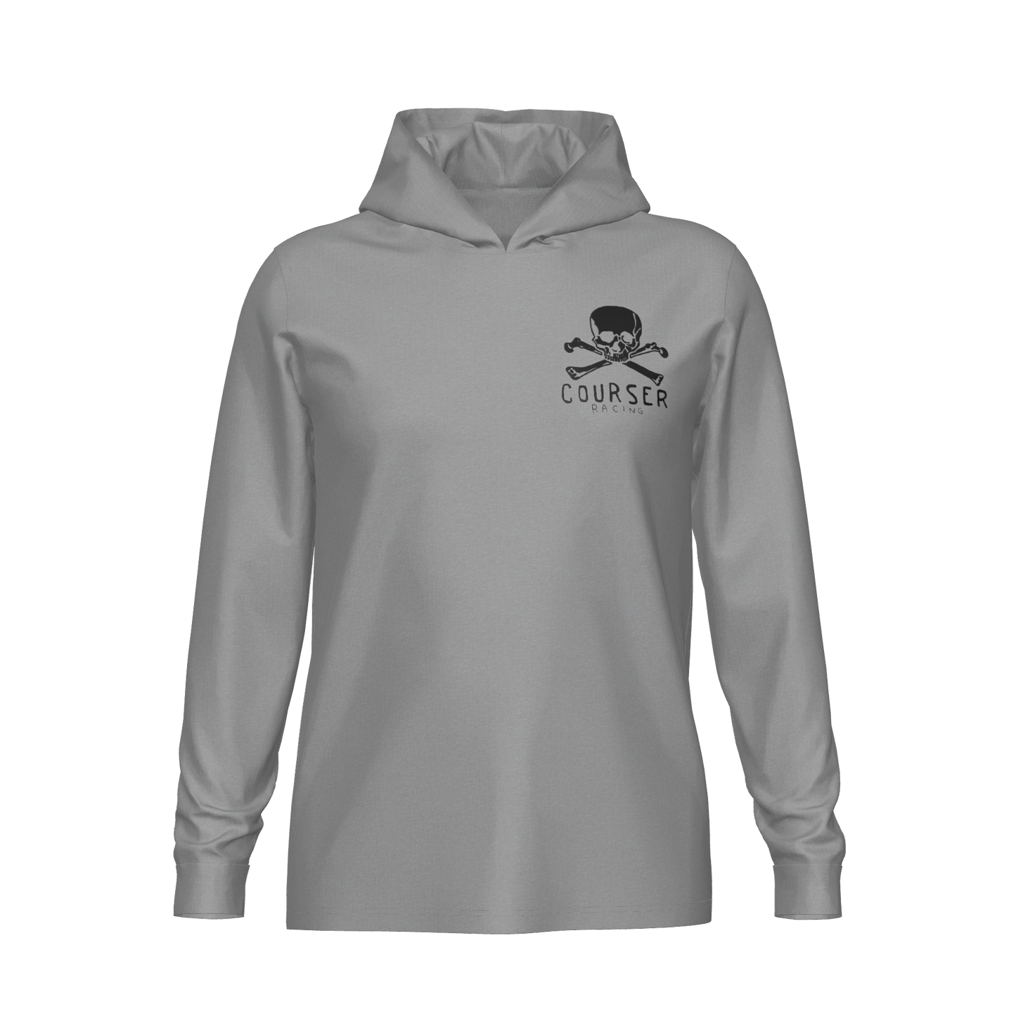 Courser Racing White Skulls Hooded Performance Long Sleeve