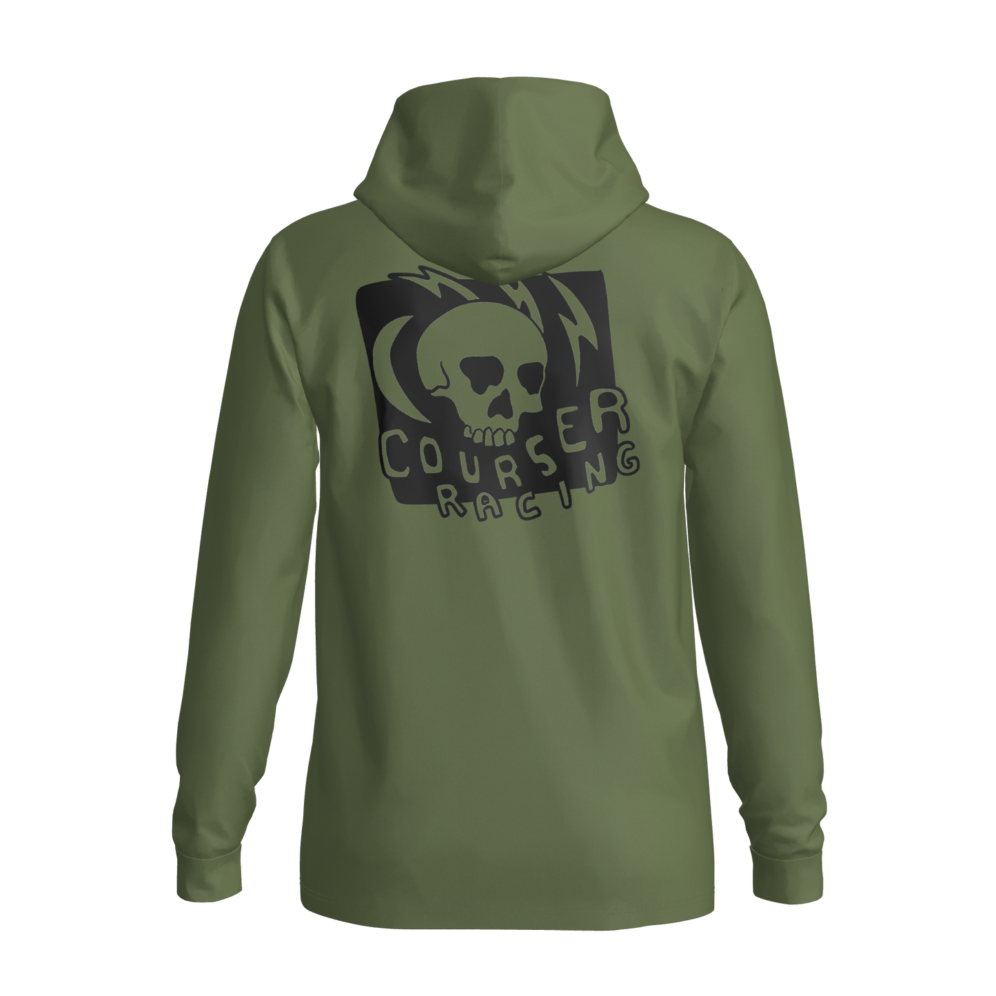 Courser Racing Black Skulls Hooded Performance Long Sleeve