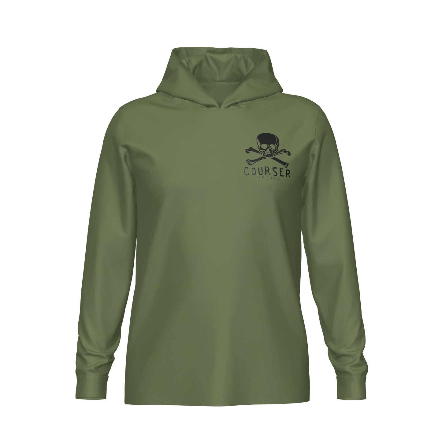 Courser Racing White Skulls Hooded Performance Long Sleeve