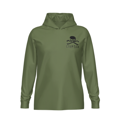 Courser Racing White Skulls Hooded Performance Long Sleeve